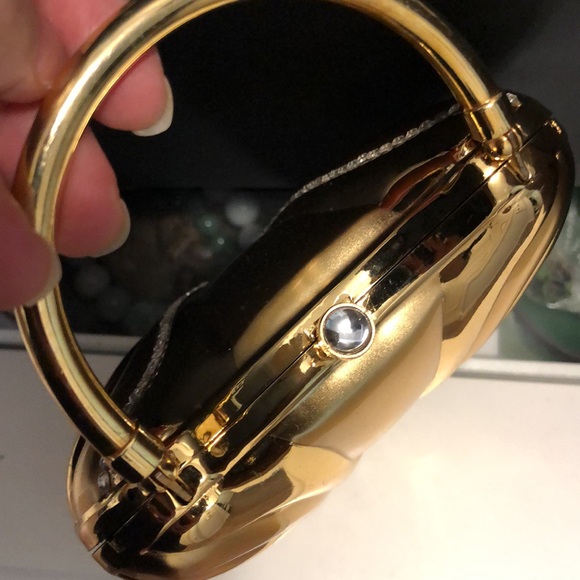 NWOT Gorgeous Italy Design Luxury Dinner Mini Gold Handbag/Crossbody - Picture 8 of 13